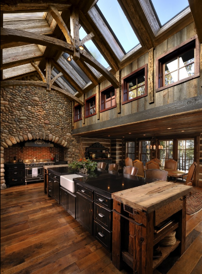 kitchen island with rustic butcher blocks