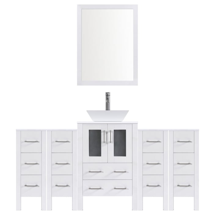 78" Modern Bathroom Vanity Set with Mirror and Sink LV2-C8-78-W (White)