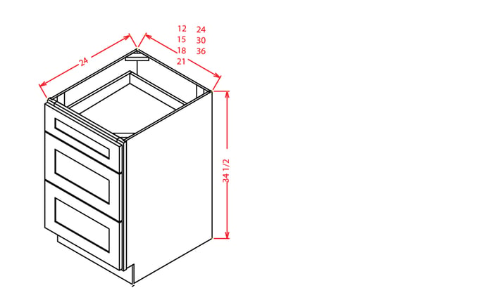 Timber Mist Drawer Base Cabinet - 36"W