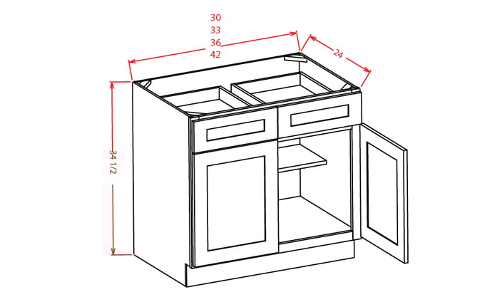 Timber Mist Double Door Base Cabinet - 36"W