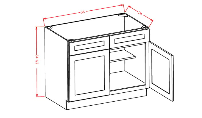 Timber Mist Sink Base - 33"W X 24"D X 34-1/2"H-2 False Drawers