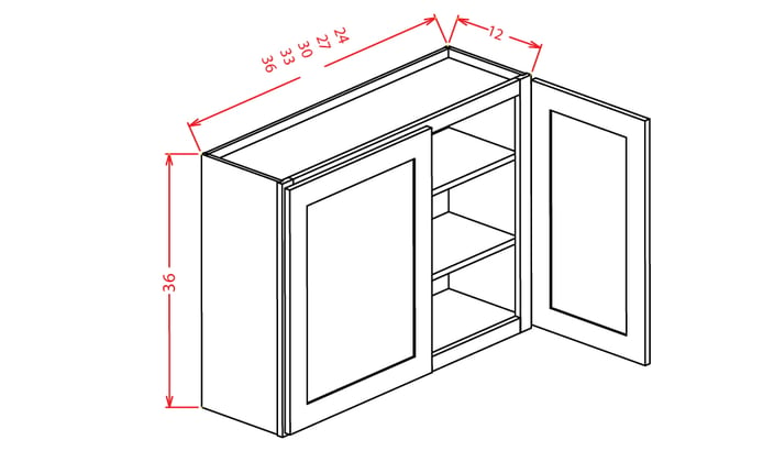 Timber Mist Wall Cabinet - 30"W X 36"H X 12"D