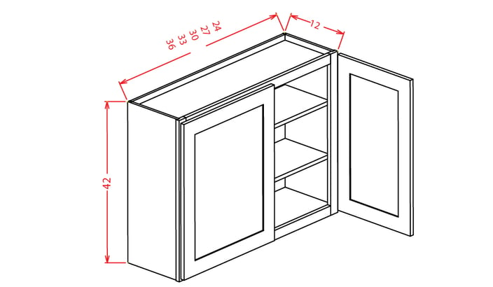 Timber Mist Wall Cabinet - 24"W X 42"H X 12"D