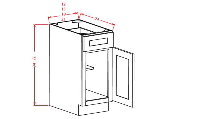 Timber Mist Single Door Base Cabinet - 15"W