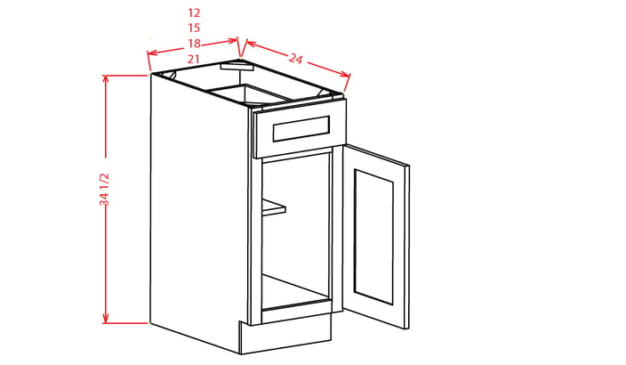 Timber Mist Base Cabinet - 15"W