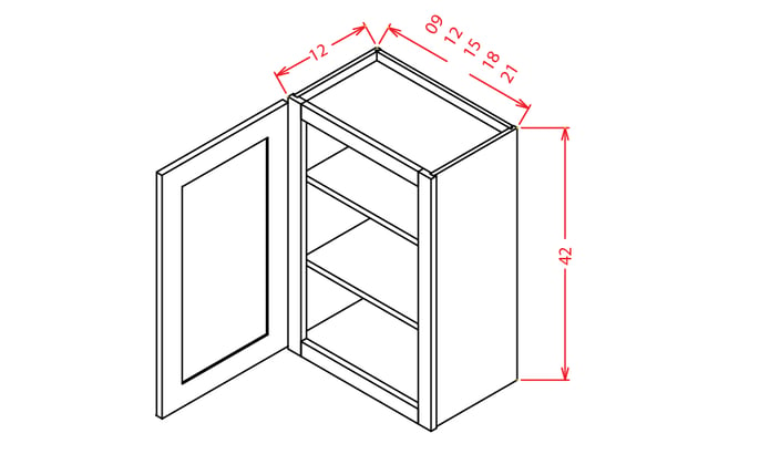 Timber Mist Wall Cabinet - 18"W X 42"H X 12"D