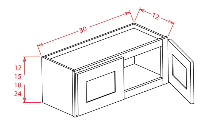 Timber Mist Wall Cabinet - 30"W X 12"H X 12"D