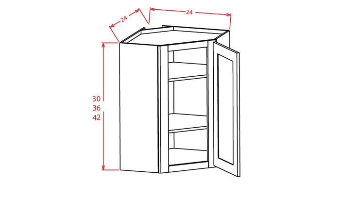 Timber Toffee Wall Diagonal Corner Cabinet - 24"W X 36"H X 12"D