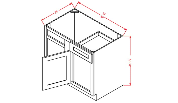 Timber Toffee Blind Base Corner Cabinet - 27"W X 24"D X 34-1/2"