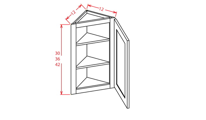 Timber Toffee Angle Wall Cabinet - 12"W X 42"H X 12"D