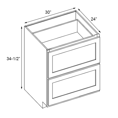Oxford White Shaker 2 Drawer Base 30"