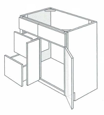 Truffle Slab 42" 2 Door 2 Drawer Left Vanity