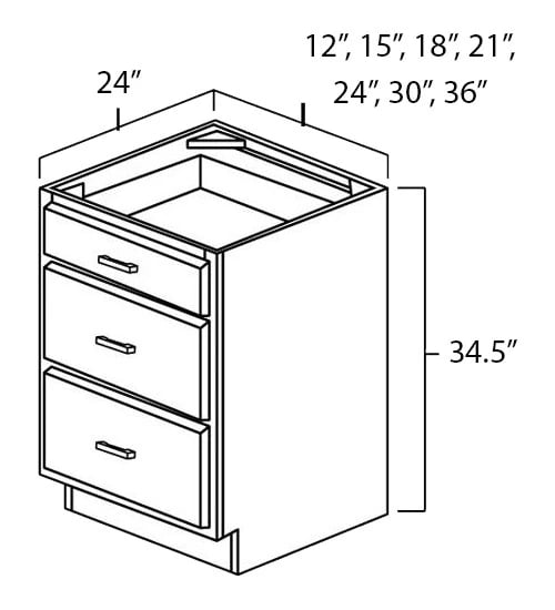 Onyx Black Shaker 12" Drawer Base Cabinet