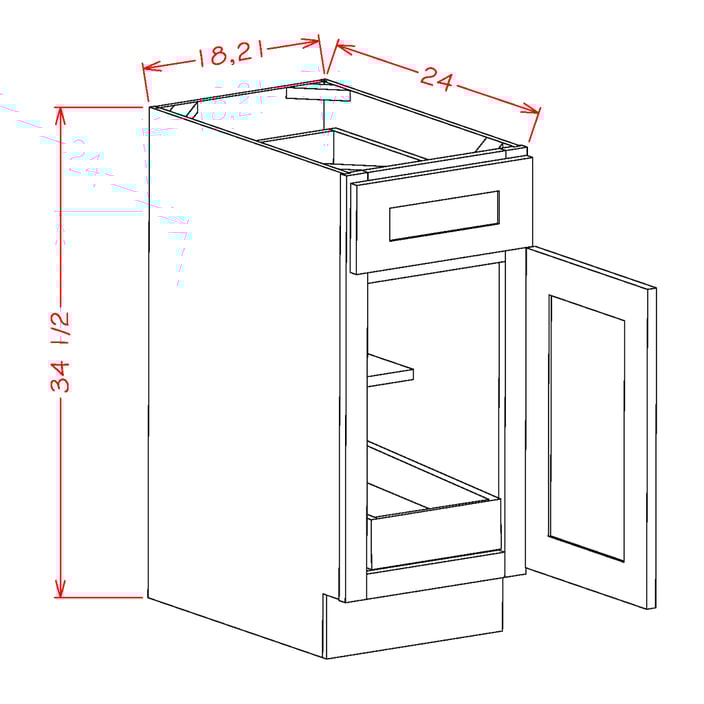 Timber Mist Base Cabinet with One Rollout Shelf - 21"W x 34-1/2" x 24"D