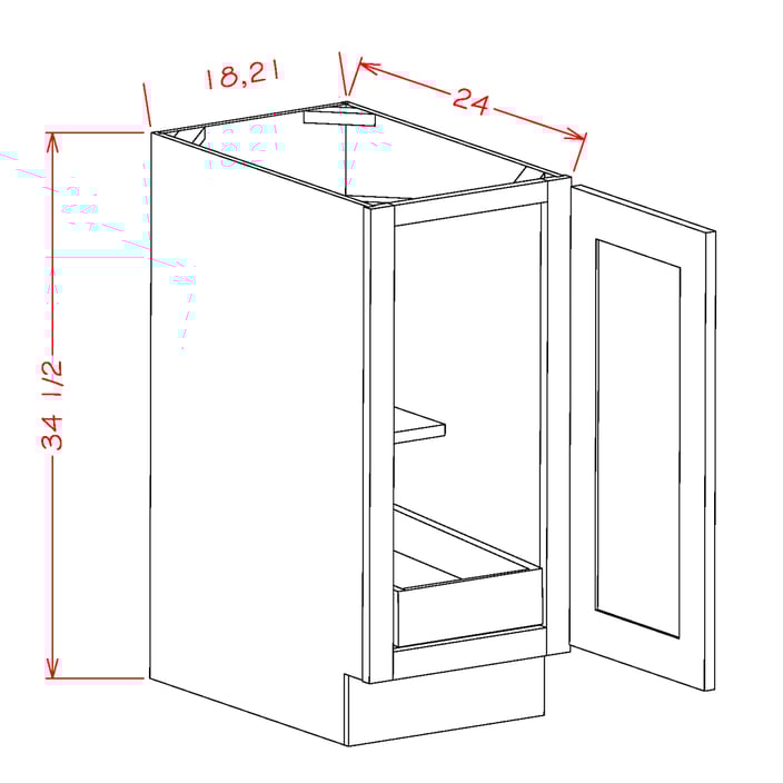 Timber Mist Base Cabinet with One Rollout Shelf - 21"W x 34-1/2" x 24"D