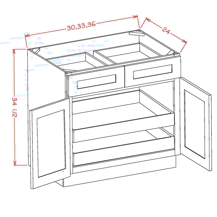 Timber Toffee One Rollout Shelf Base Cabinet 36"W x 34-1/2"H x 24"D