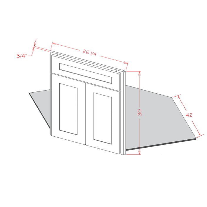Timber Mist Diagonal Corner Sink Front & Floor - 26-1/4"W x 30"H x 3/4"D