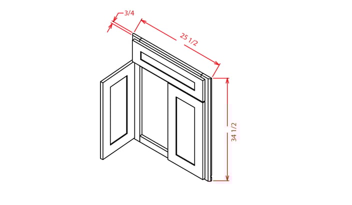 Timber Green Corner Sink Base Front - 26-1/4"W X 30"H