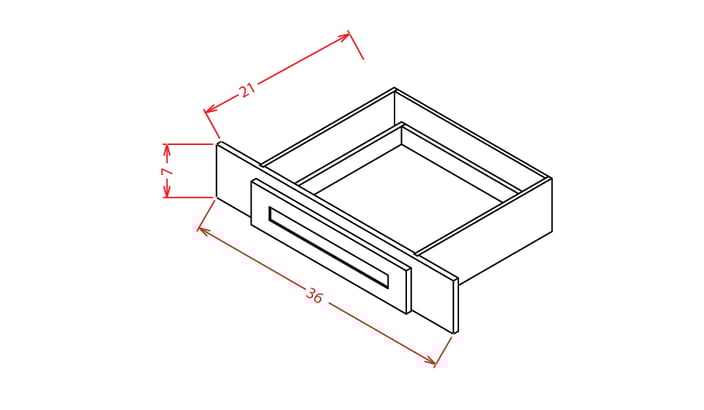 Timber Green Knee Drawer - 36"W X 7"H X 21"D