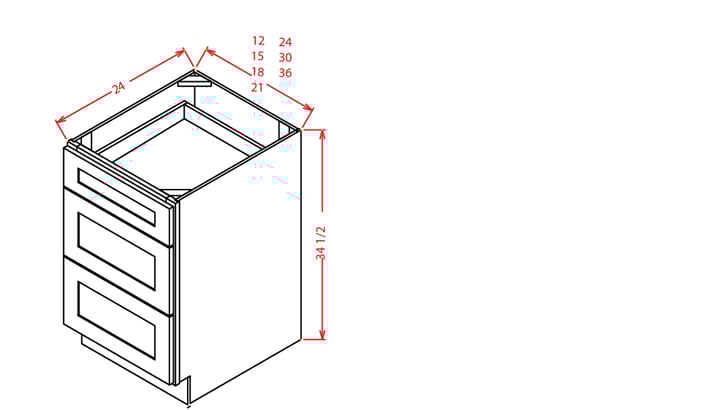 Timber White Drawer Base Cabinet - 36"W