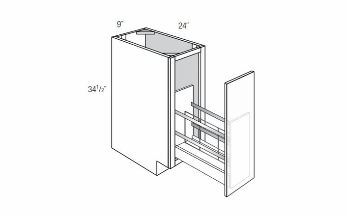 Truffle Shaker 9" Base Cabinet With Tray Divider Pullout