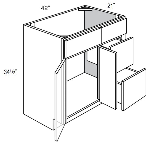 Springfield Recessed Double Door Vanity 42"W (Drawers on Right)