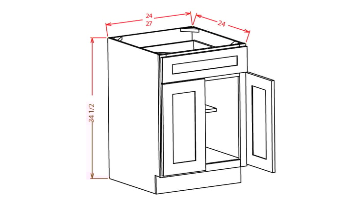 Timber Green Double Door Base Cabinet - 27"W